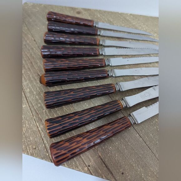 Sheffield crown regency knife set, faux horn handles mixed set - Picture 2 of 8